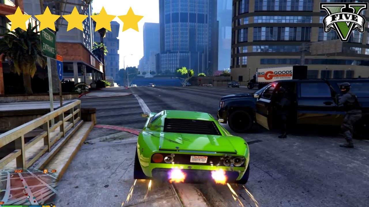 GTA 5 - Car Chase + Five Star Escape - GTA 5 - YouTube