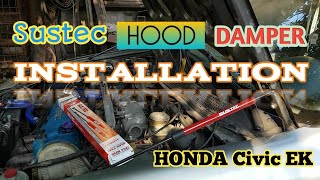 Honda Civic EK: Einbau des Sustec-Motorhaubendämpfers