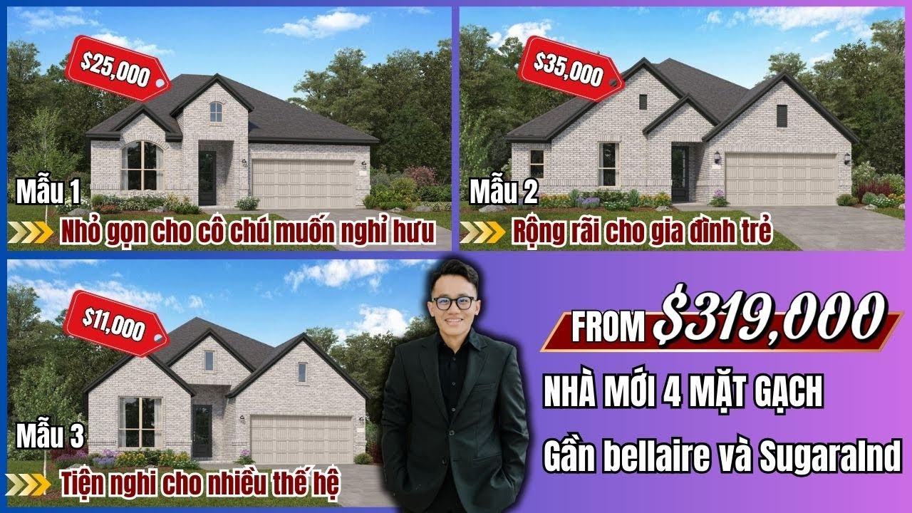 #44: BA MẪU NHÀ TRỆT NHÀ MỚI HOT NHẤT GẦN BELLAIRE VÀ SUGARLAND| ƯU ĐÃI LỚN TỪ BUILDER