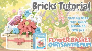 How to Make a Bricks Flower Basket Series CHRYSANTHEMUM W1801-08 | Tutorial Lego Bricks Mini