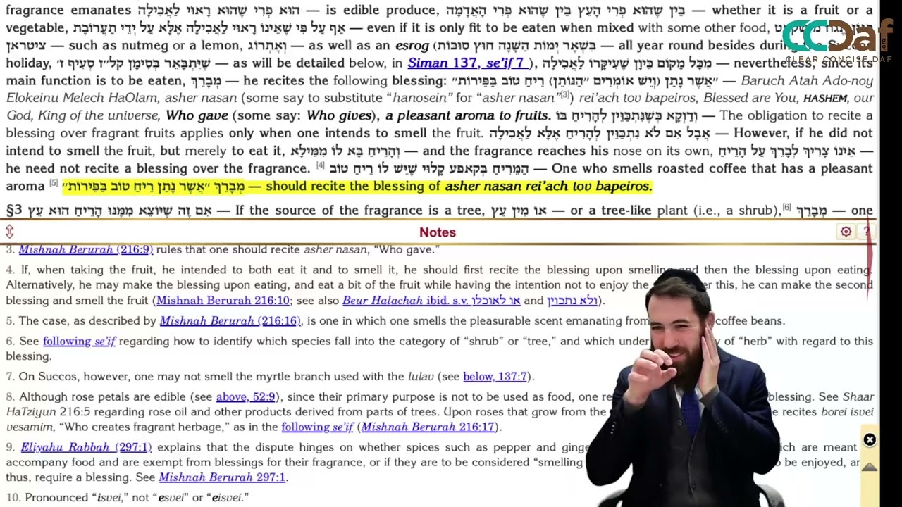 109 Kitzur Yomi 57:6-58:7 [Fragrances. Atzei, Isvei, Minei Besamim. Correct Berachos]