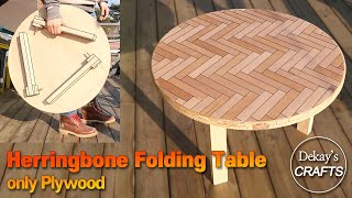 Herringbone Folding Table DIY : only plywood [woodworks]