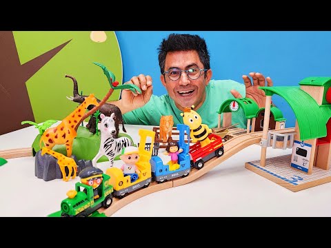 Çocuklar için oyuncak arabalar! Nail baba çocukları Brio trenle hayvanat bahçesine götürüyor🚂