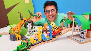 Çocuklar için oyuncak arabalar! Nail baba çocukları Brio trenle hayvanat bahçesine götürüyor🚂