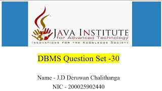 Famous DBMS Question Set -30 Wealth