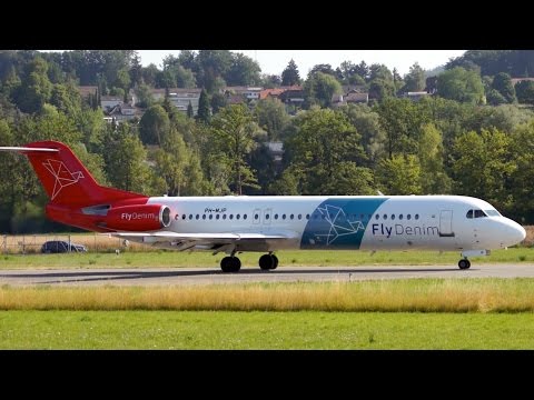 Heavy Loaded! Fokker 100 Denim Air Take-Off at Bern