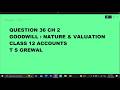 Ques 36  Ch 2 Goodwill Nature &amp; Valuation :Class 12 Accounts T S Grewal