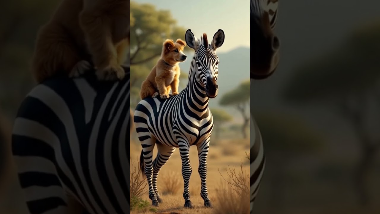 ANYONE ELSE NEED A LIFT? DOG SITTING ON A ZEBRA! 🐶🦓 