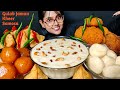 Eating Samosa, Big bowl of kheer, Gulab Jamun, Rasgulla | Big Bites | Indian Sweet | Foodie Darling