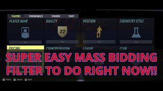 FIFA 22 TRADING TIPS - SUPER EASY MASS BIDDING FILTER TO DO RIGHT NOW!! FIFA TRADE TIPS