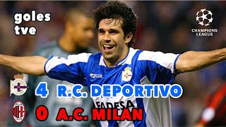 Deportivo 4-0 Milan | Goles | Sonido TVE | Remontada histórica | Champions League 2004