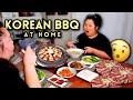 KOREAN BBQ PORK BELLY WRAPS MUKBANG 먹방 AT HOME EATING SHOW! (COOKING + EATING)