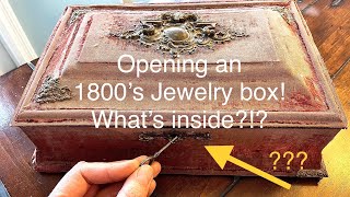 Opening an 1800's Jewelry Box! estate sale finds!