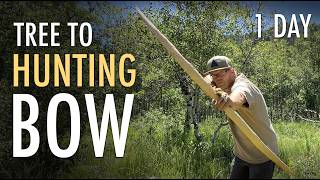 Primitive Hunting Bow in 1 DAY with Only a Knife & Axe