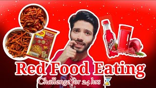 Red Food Eating Challenge For 24 Hours By Affan Rashid 