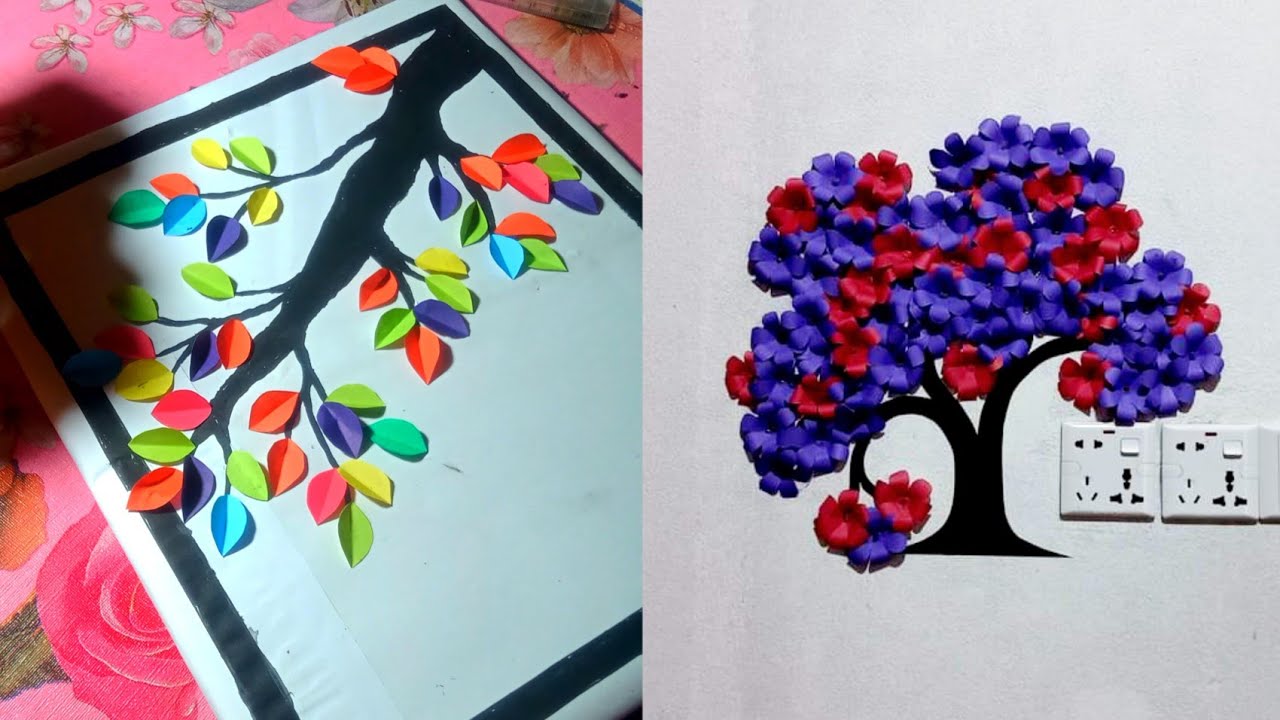 Paper Tree wall hanging craft Paper craft for home decoration Diy