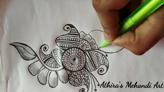 Arabic mehandi design for hand's|| Pencil shading Arabic mehandi design|| Athira's Mehandi Art||