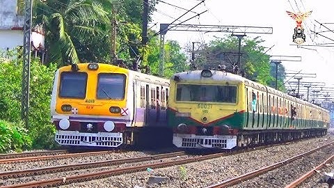 Crossing Between Two Electric Multiple Unit Or Emu Train || Eastern Railway Of Indian Railways