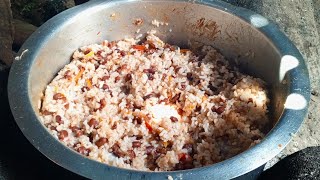 African village Life:Cooking the most cheap favorite food for lunch, Cooking red beans with Rice