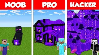 Minecraft NETHER PORTAL HOUSE BASE BUILD CHALLENGE - NOOB vs PRO vs HACKER - Animation