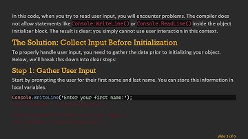 How to Properly Use Console.ReadLine() with Object Initializers in C#