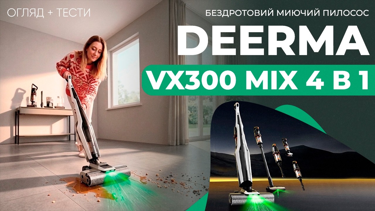 Deerma VX300 MIX - миючий пилосос 4-в-1 для швидкого прибирання! Чесний тест та огляд!