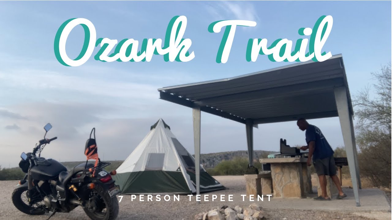 Solo Motorcycle  Camping with an Ozark Trail Teepee Tent