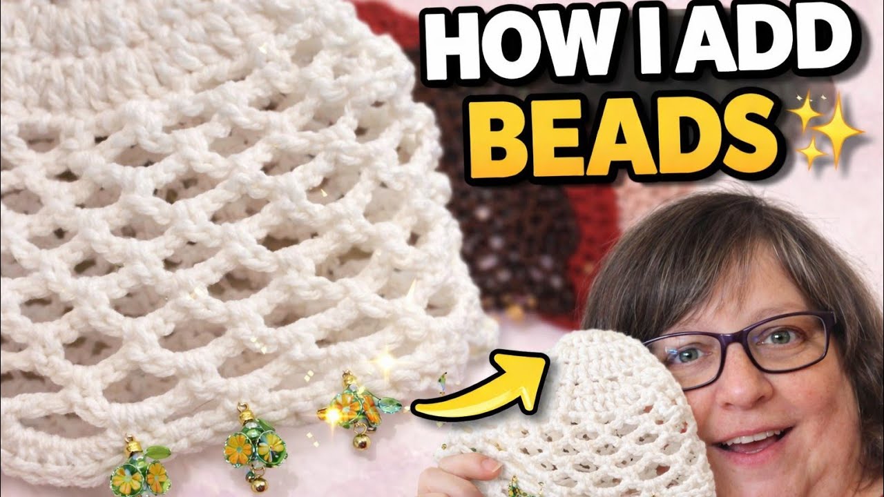 ✨ How I Added the Beads to My Crochet Hat