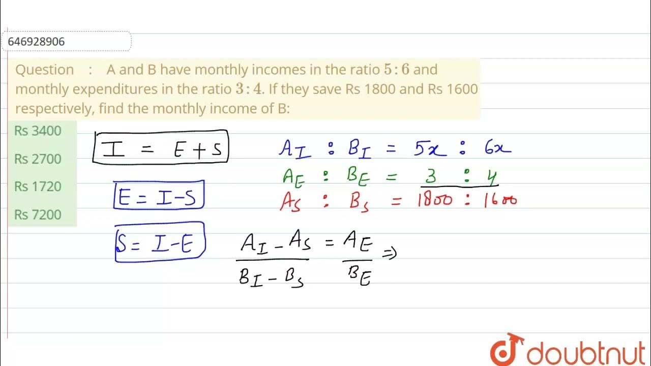 A and b have monthly incomes in the ratio 5 6 and monthly