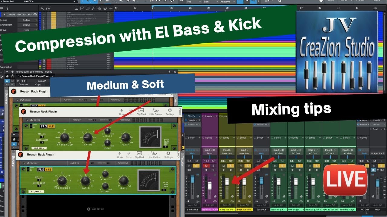 Bring up Electric bass and kick drum to get the right level with