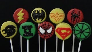 how to make oreo cookies pops and decorate them as justice league and spiderman