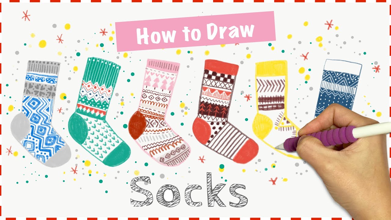 Easy Drawings for Kids | How to draw Christmas Stuff (2) : Socks - YouTube