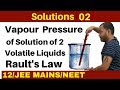 Solutions 02 i vapour pressure of solution of two volatile liquids  raults law jeemainsneet