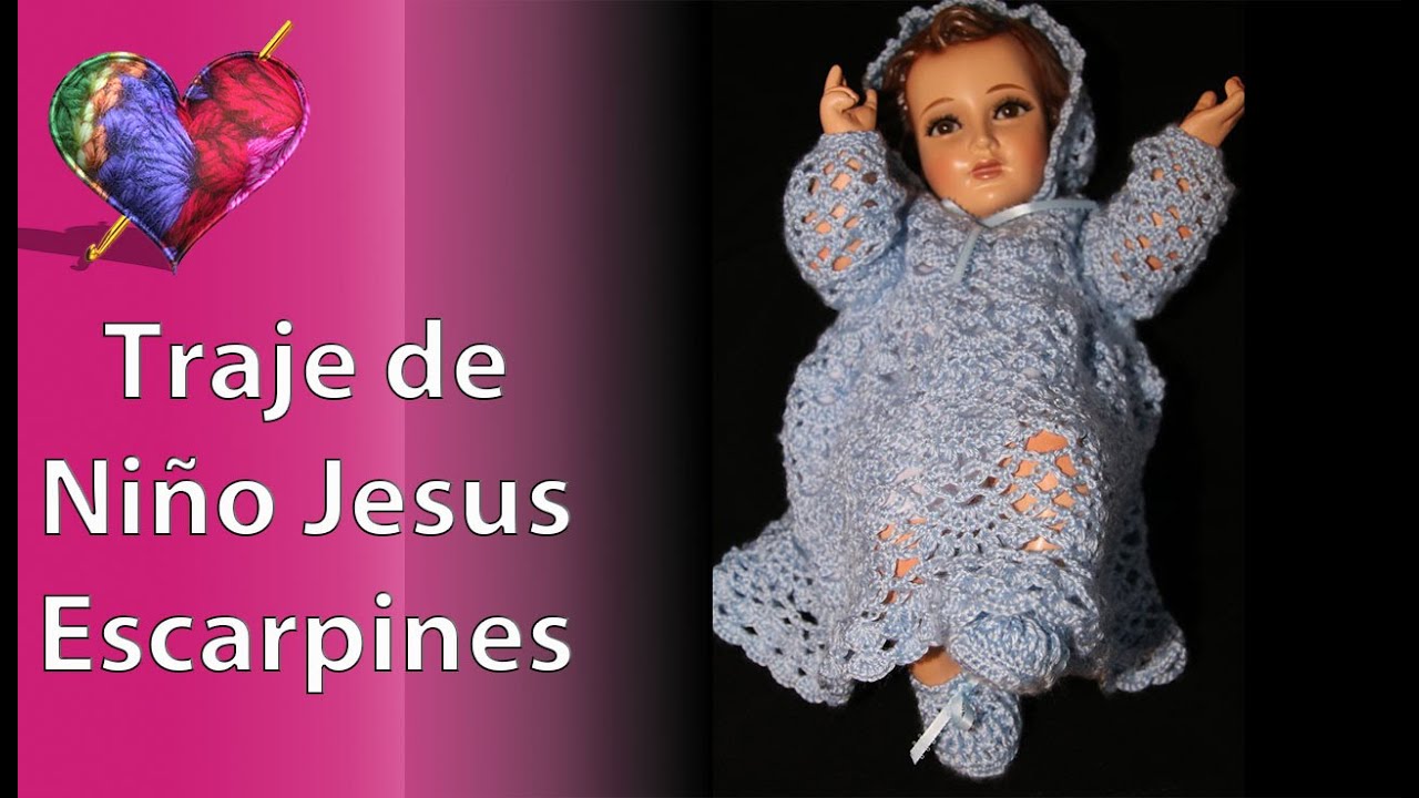 COMO HACER un TRAJE para el NIÑO JESUS en CROCHET. Escarpines