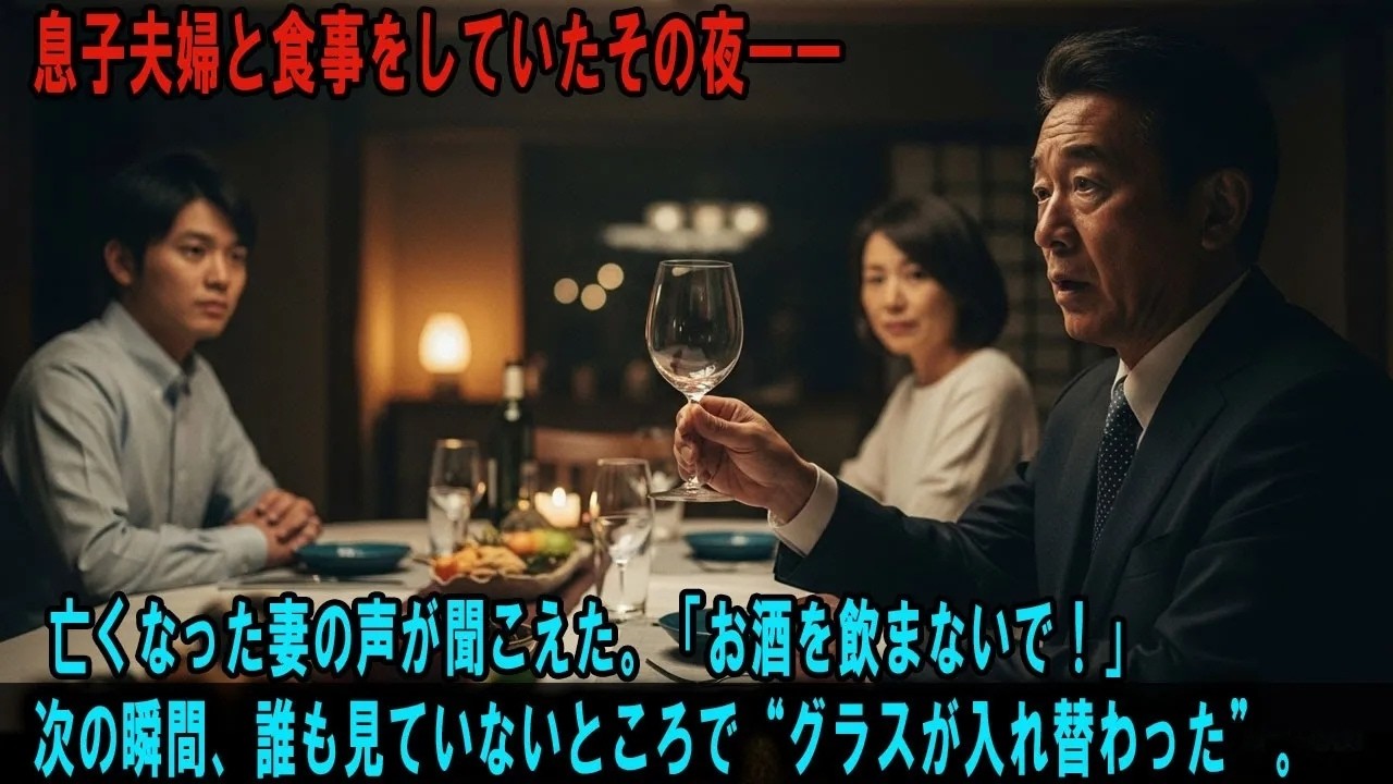 「絶対に飲んではダメ」——亡き妻の声が、午前4時に私を目覚めさせた。翌朝、食卓の真ん中に、妻が大事にしていた猪口が置かれていた。誰もいないはずの家で。そして、底には妙な匂いが残っていた。その日、訪れた息子夫婦が持ち込んだのは「逆月」と書かれた、妙なお茶だった。私は誰も信じないと決めた。薬も、お茶も、何も飲まない。真相を確かめるまでは——。しかし、その夜、息子が口にした言葉が、私をさらに凍りつ...
