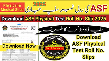 How to Download ASF Roll No slips 2025 | ASF Physical test roll number slip 2025 #asf #rollnoslip