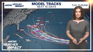 Where Tropical Storm Erin is forecast to track as a hurricane
