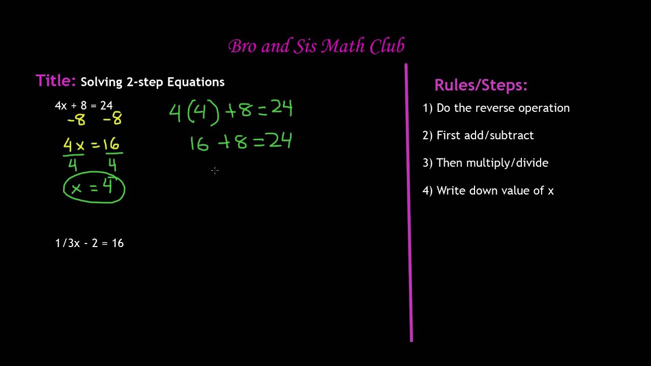 6th Grade Math Solving Two Step Equations  YouTube