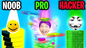 Can We Go NOOB vs PRO vs HACKER In STACK BALL!? (SATISFYING APP GAME!)