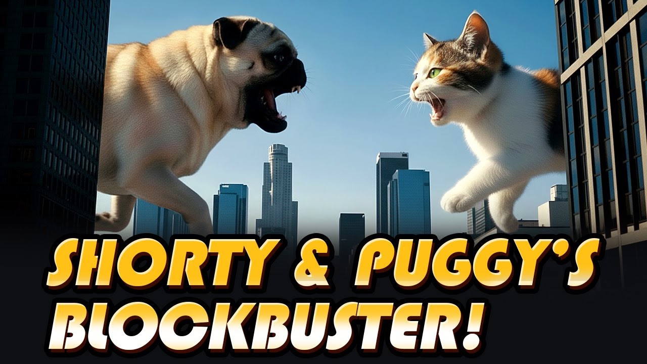 SHORTY & PUGGY's BLOCKBUSTER! GIANT Cat vs  Dog Hollywood VFX Secret