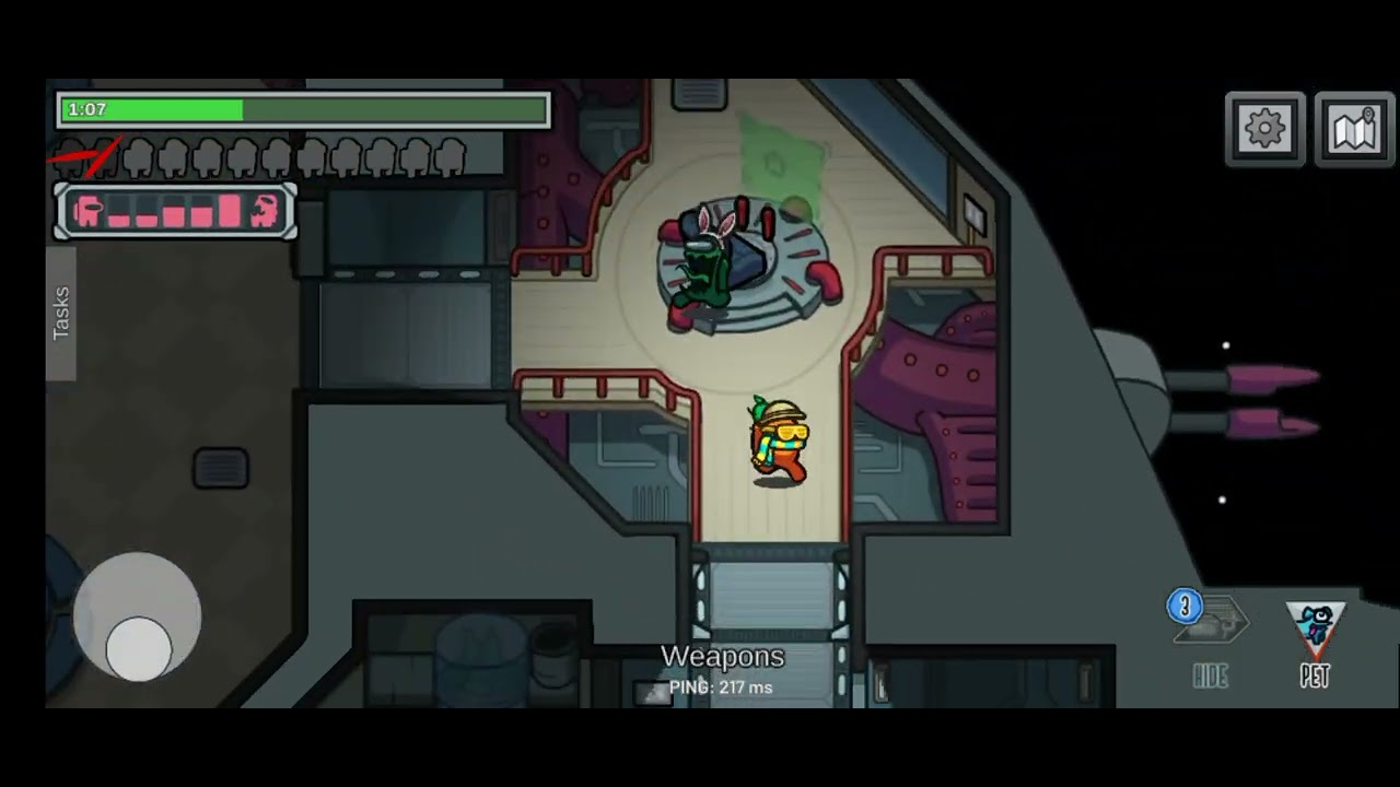 Win as hider at hide and seek in among us but the seeker its disconeted 