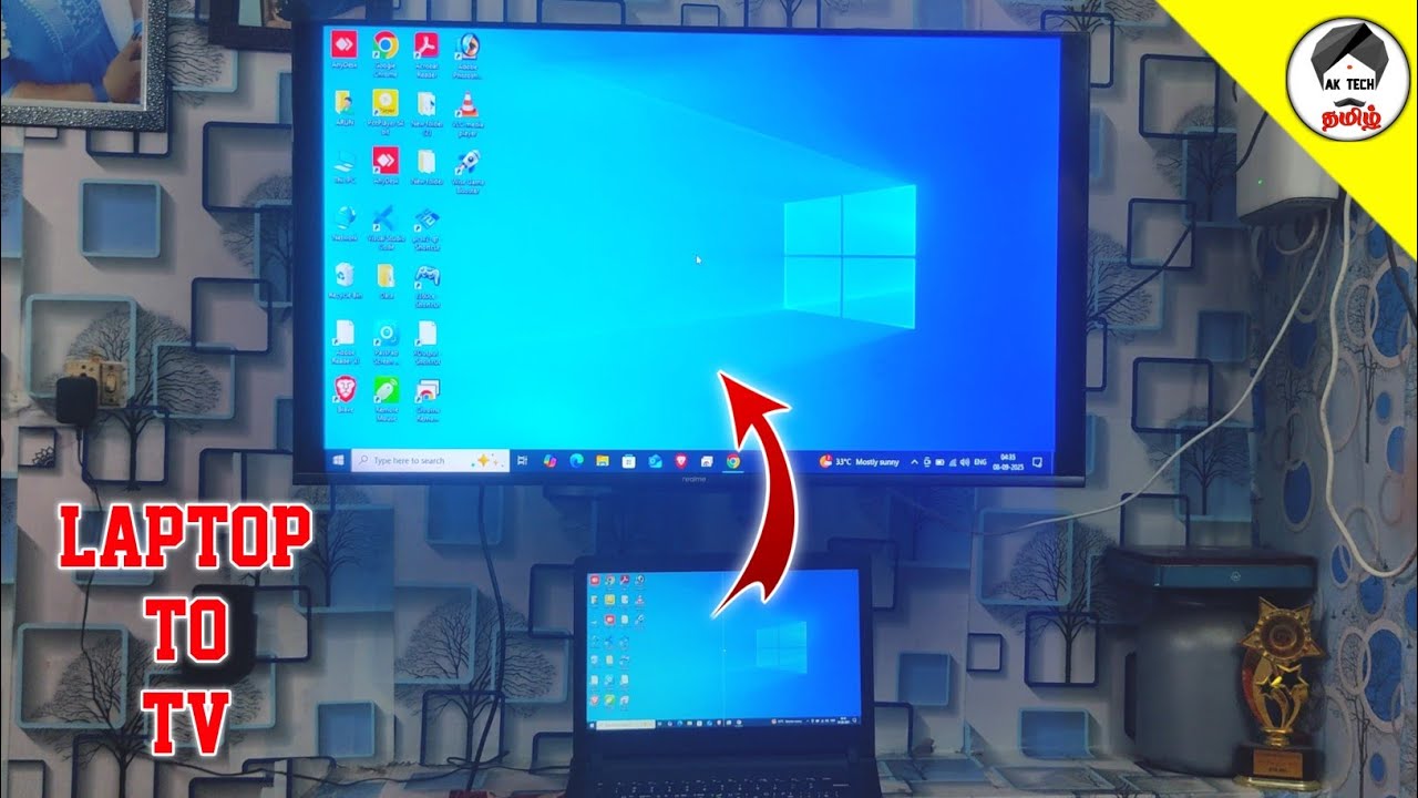 How to Connect Laptop to TV using HDMI Cable | AK tech tamil - YouTube