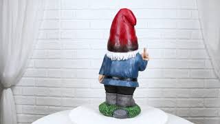 Ebros Feisty Rude Go Away! Gnome Dwarf Flipping The Bird Middle Finger Figurine 13"H