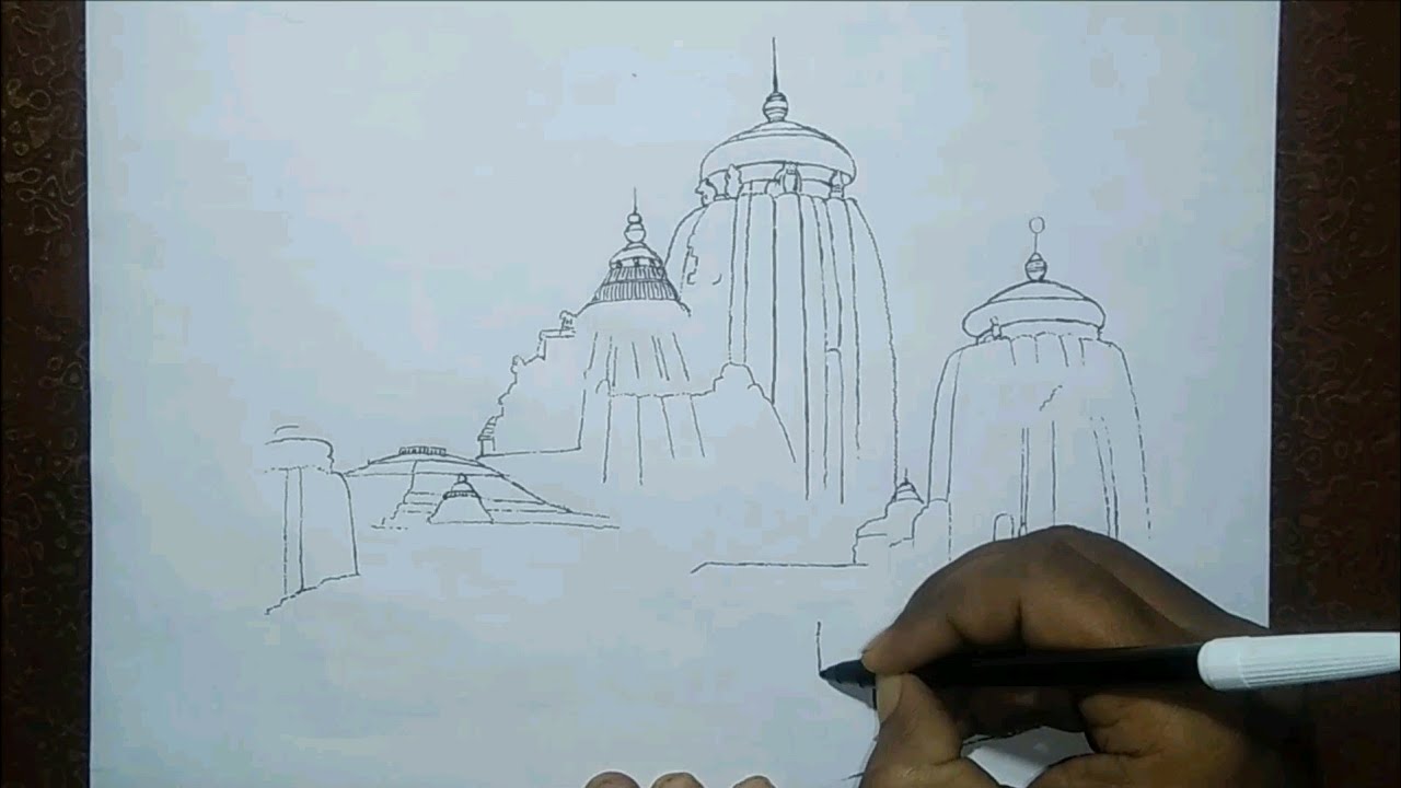 How to draw Lingaraj Temple - 01