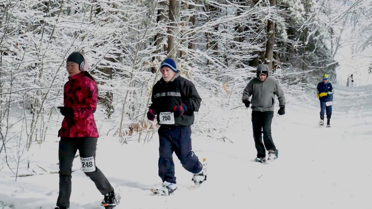 Snowshoe running in the Wilton Wildlife Preserve and Park