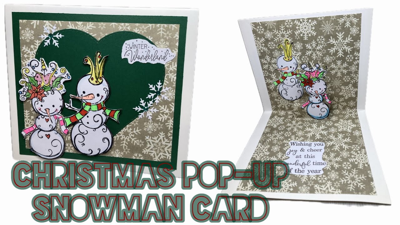 Рождественская открытка со снеговиками и штампами Polkadoodles