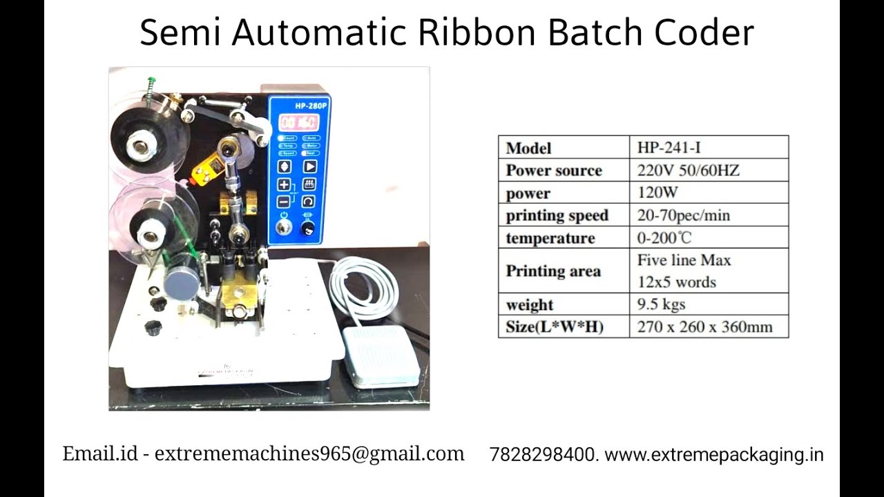 Ribbon batch coder || coding machine || MRP batch printing - YouTube