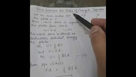 Force exerted between two plates of a Capacitor