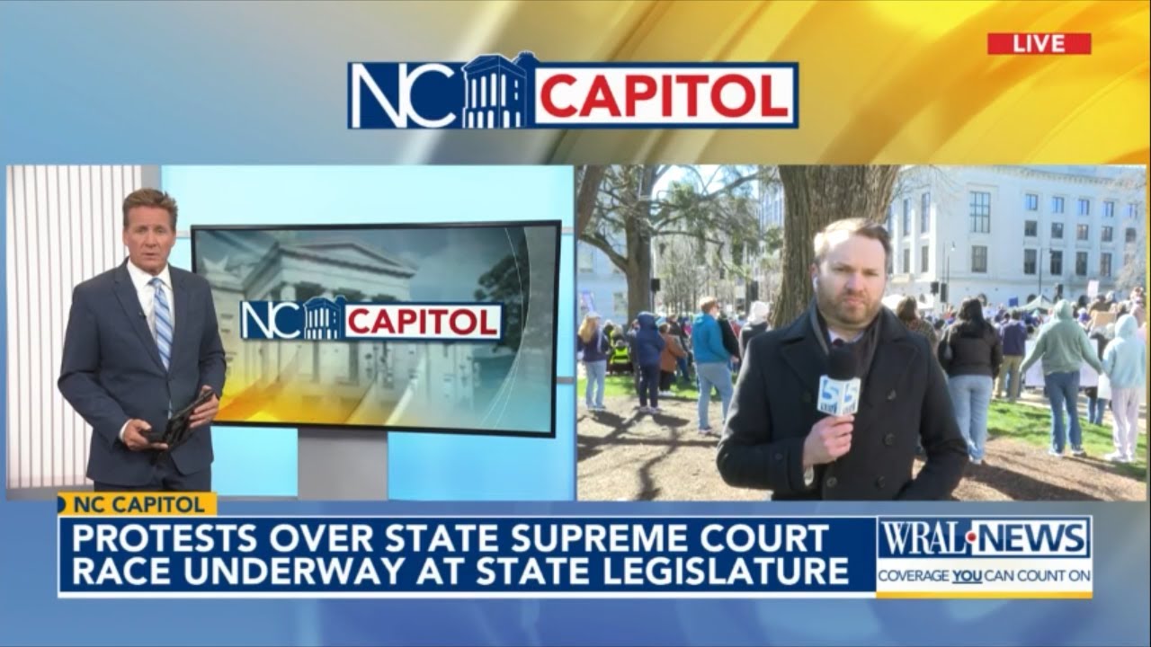 Protests over NC Supreme Court race underway at state legislature - YouTube