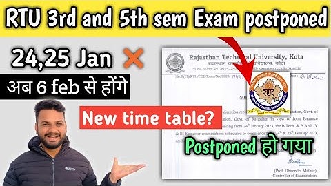 🔴 RTU 3rd and 5th sem exam postponed and rescheduled | RTU new time table 🔥| RTU new Update